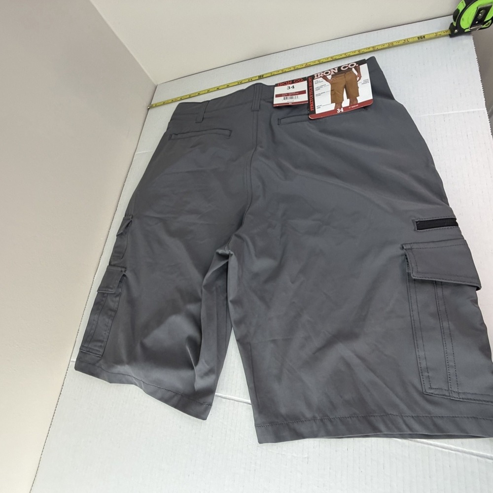 Iron Co Men's Stretch Tech Cargo Short Size 34 Greyhound Gray Sporty Golf